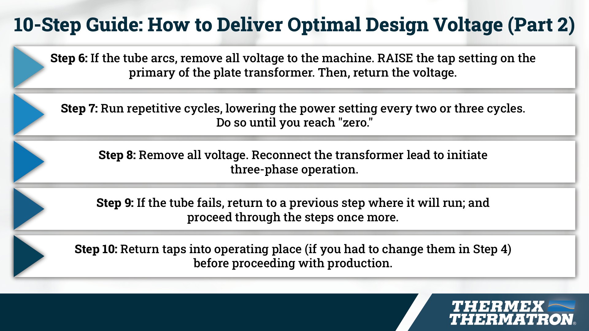 Thermex Thermatron 10 Step Guide How To Deliver Optimal Design Voltage Part 2