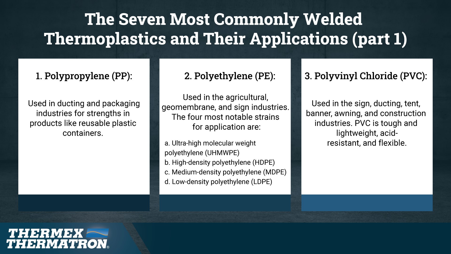 Thermex Thermatron 7 Most Commonly Welded Thermoplastics Applications Part 1